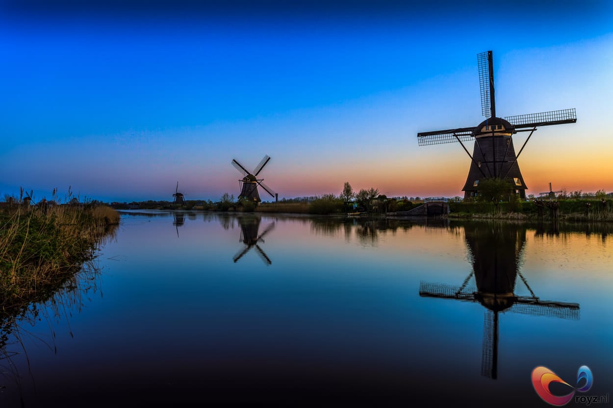 De ochtend tussen de Unesco molens van Kinderdijk