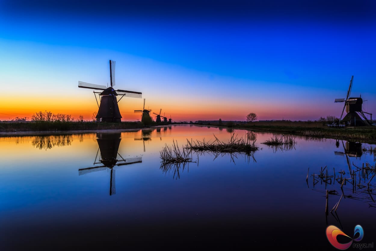 De ochtend tussen de Unesco molens van Kinderdijk