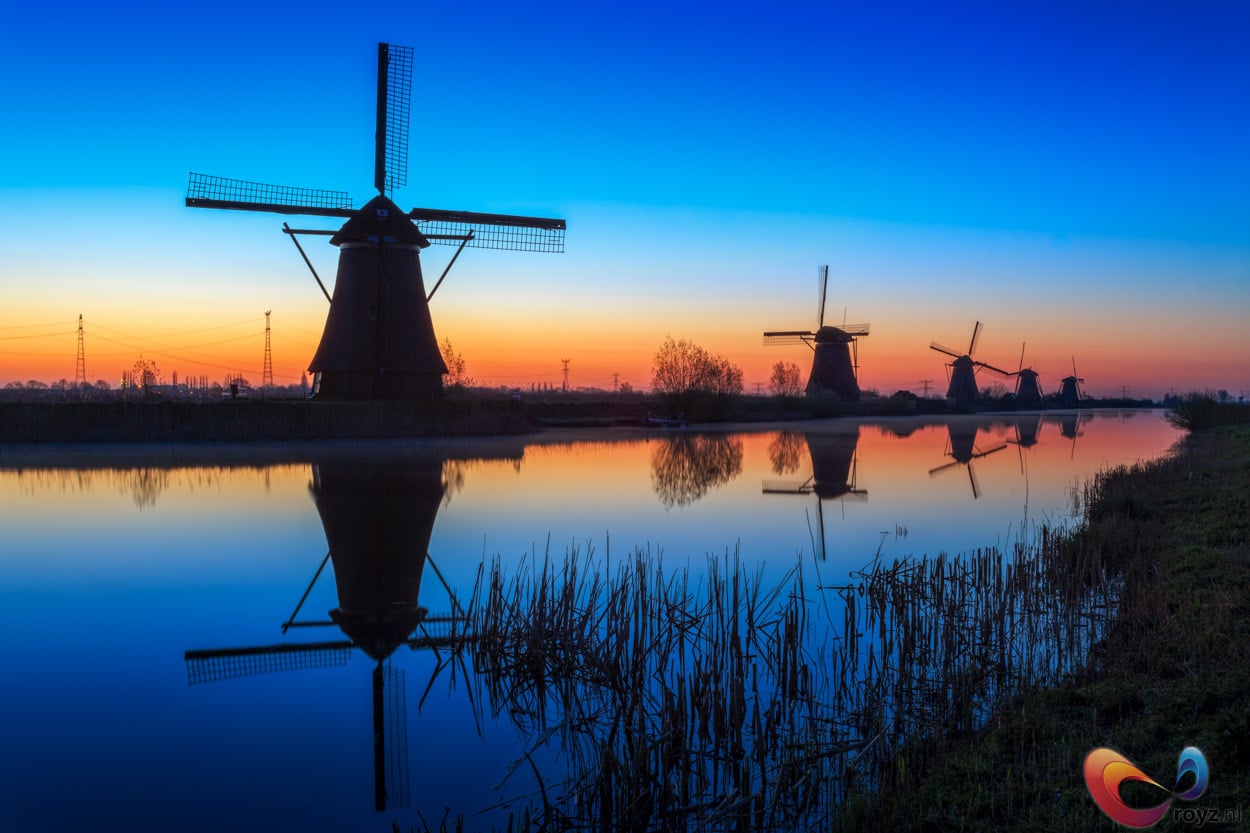 De ochtend tussen de Unesco molens van Kinderdijk